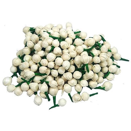 Artificial Jasmine Bud / Mogra Jasmine Flower for Jewelry Making, Craft Material Hair Accessory Set (White) (500)