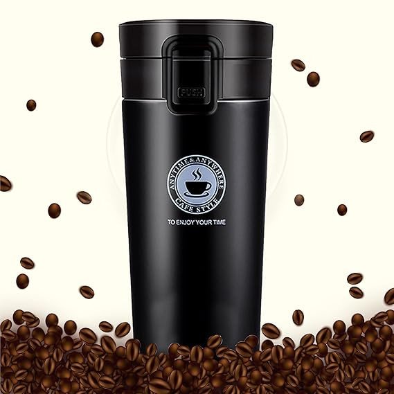 SmartGadgets Coffee Travel Mug, Insulated Coffee Cup with Leakproof Lid, Vacuum Insulation Stainless Steel Reusable for Hot Cold Coffee, Water, and Tea, Thermal Mug with Non-Slip Protective Cover, 380