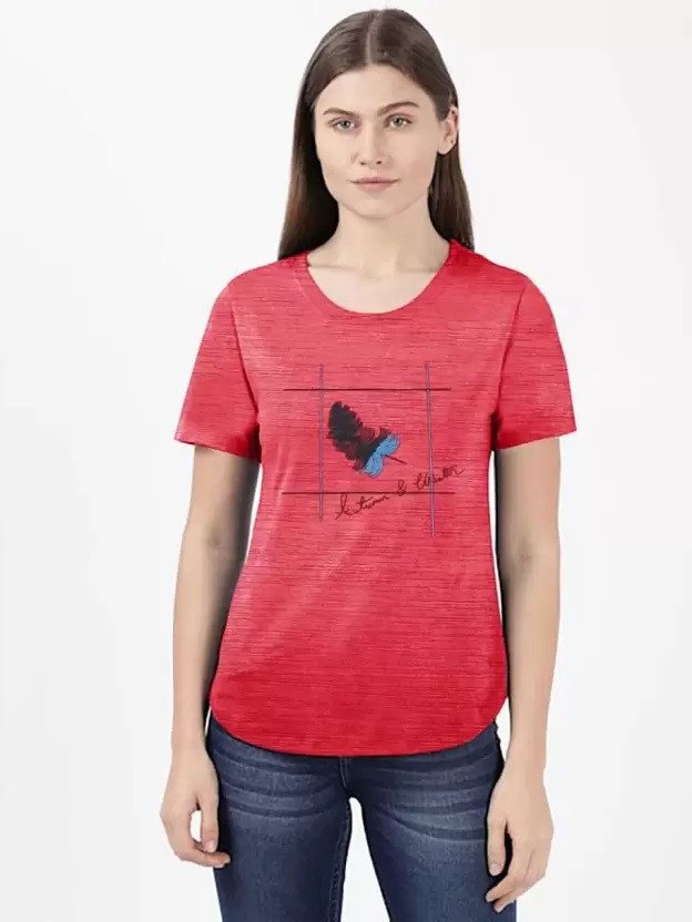 LG Garments Trendy Stylish Short Sleeves Printed Casual Cotton T-Shirt For Women (S, M, L, XL, XXL)