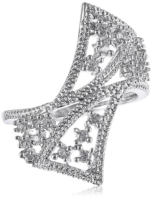 Women Sleek Rhodium Plated Cz Ring(258Rcb550_11)