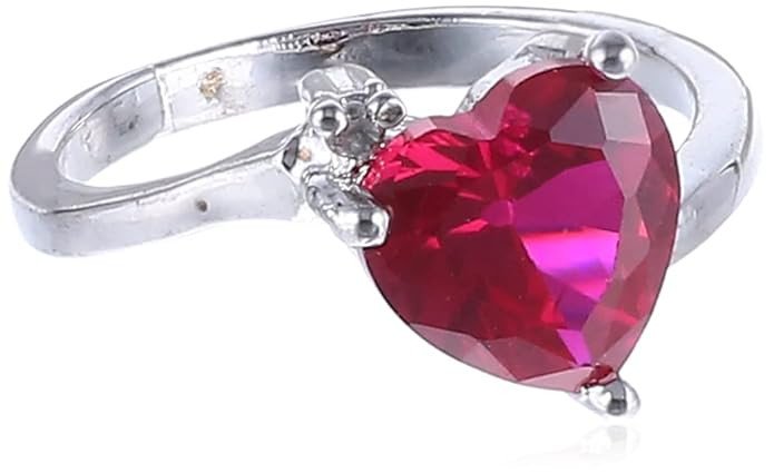 Exclusive Queen Heart Red Austrian Crystal Rhodium Plated Ring for Women(R80389_9)