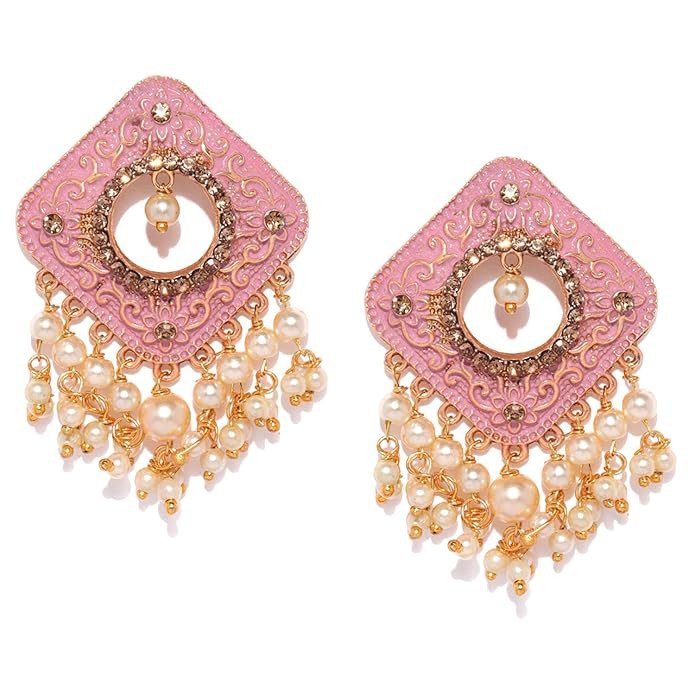 Glorious Mint Meena Collection Gold Plated Earring for women.