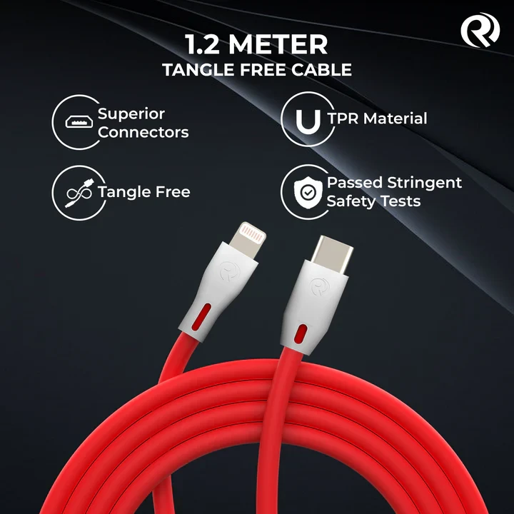 Robotek USB Type C Cable 1.2 m DC 122 (Type-C)  (Compatible with Type C Product, Red & White)