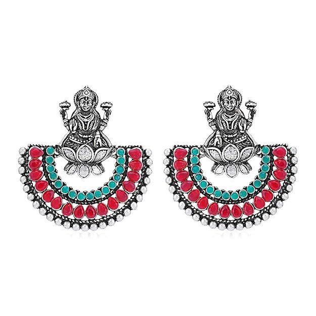 Classic Oxidised Chandbali Laxmi Earring for Women (SKR56734)