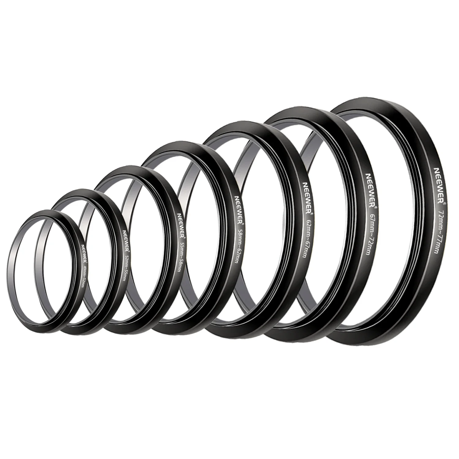 NEEWER 7pcs Step-up Lens Filter Adapter Rings Set