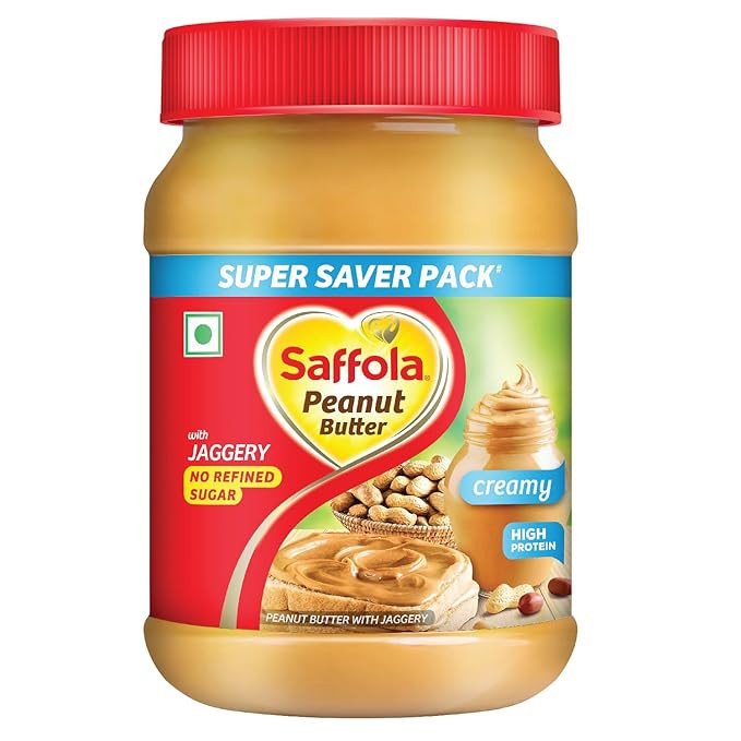 Saffola Peanut Butter with Jaggery, Creamy 850 gm | High Protein Peanut Butter | No Refined Sugar