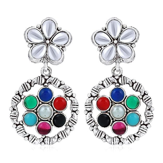 Elegant Oxidised Floral Earring for Women (SKR56752)