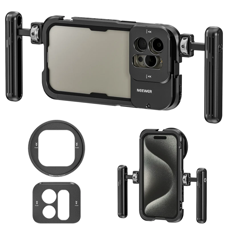 NEEWER Metal Cage For iPhone 15 Pro Max - Handle Kit