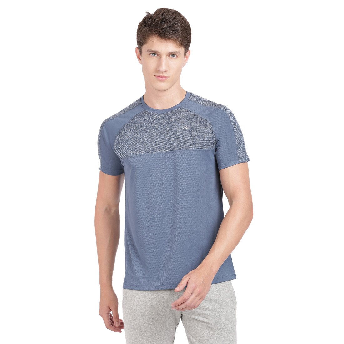 Bleualps Active Mens Round Neck T Shirt With Stripes N Cut Panels | Sports T-Shirt | Workout T-Shirt