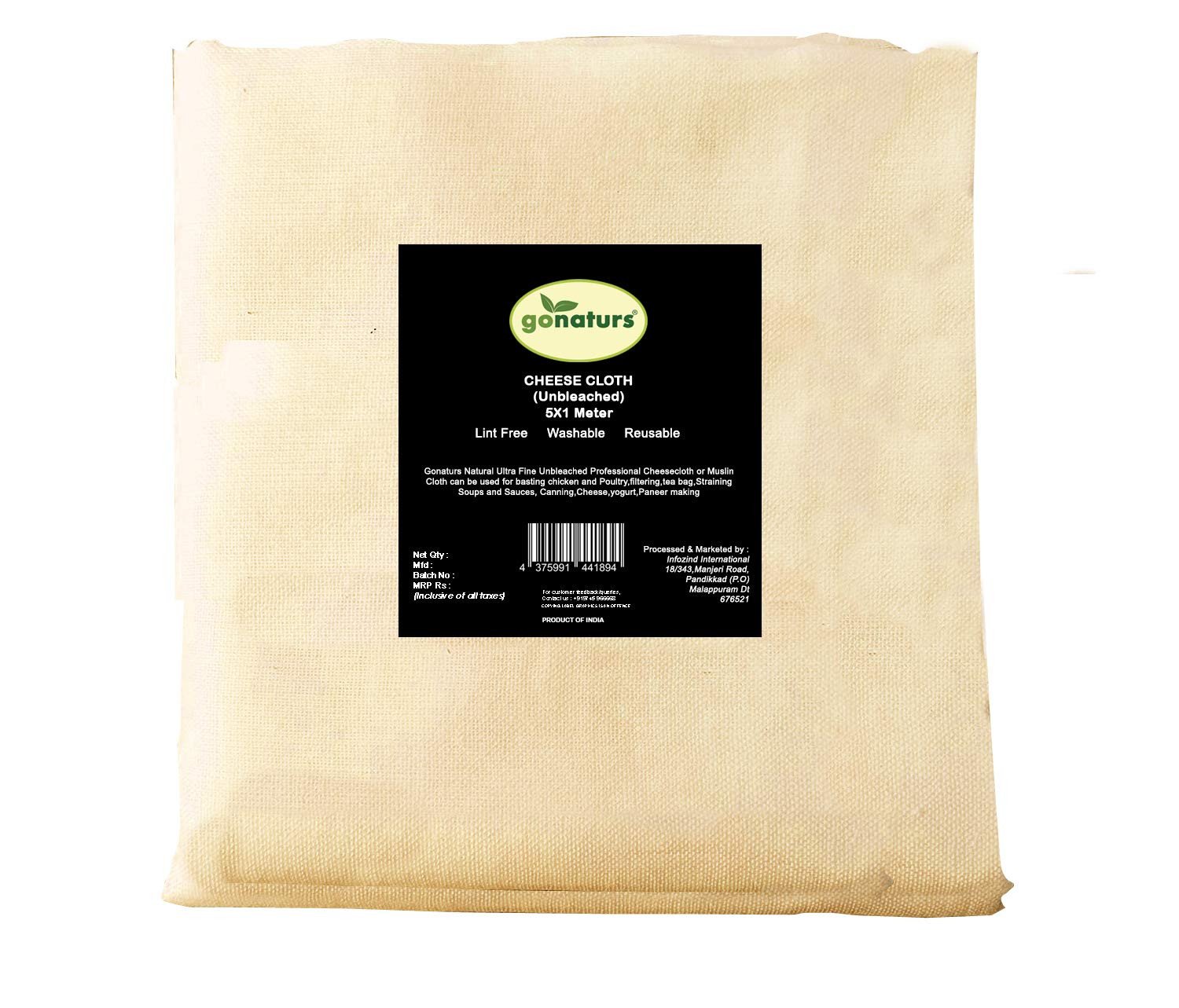 Gonaturs Natural Ultra Fine Unbleached Professional Cheesecloth or Muslin Cloth for Basting Poultry,Filtering,Tea Bag,Straining Soups and Sauces, Canning,Cheese,Yogurt,Paneer Making