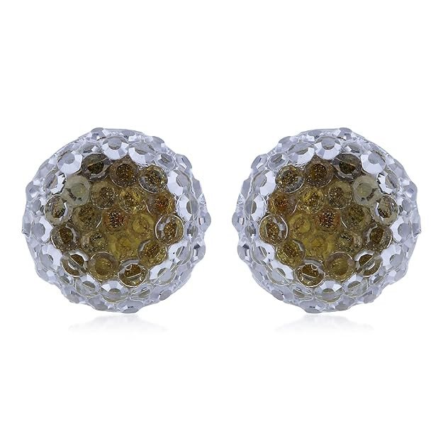 Graceful Round Shaped Green Crystal Led Colorful Party Dance Unisex Stud Earring.