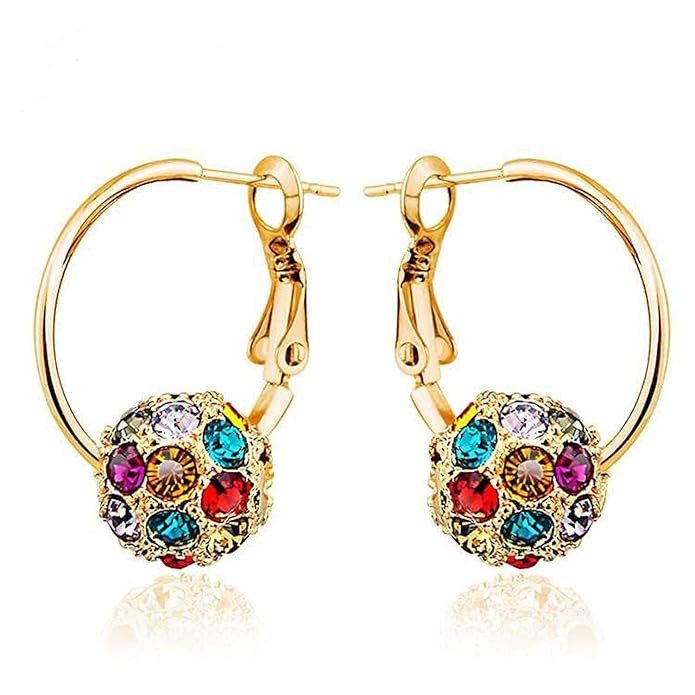 Crystals from Swarovski Hoops Gold Plated Earring for Women and Girls (E81121)