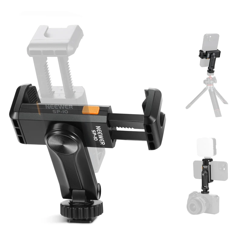 NEEWER Phone Tripod Mount Holder with 1/4" Thread & Cold Shoe (SP-10)