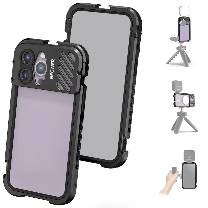 NEEWER Aluminum Alloy Phone Cage for iPhone 14 Pro Max