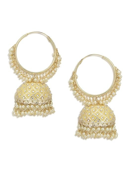 Glimmery Gold Plated Pearl Jhumki Earring for Women (SKR73290)