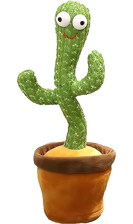 SmartGadgets Dancing Cactus Plush Toy, Interactive Talking And Singing Voice Repeats What You Say LED Lights Up