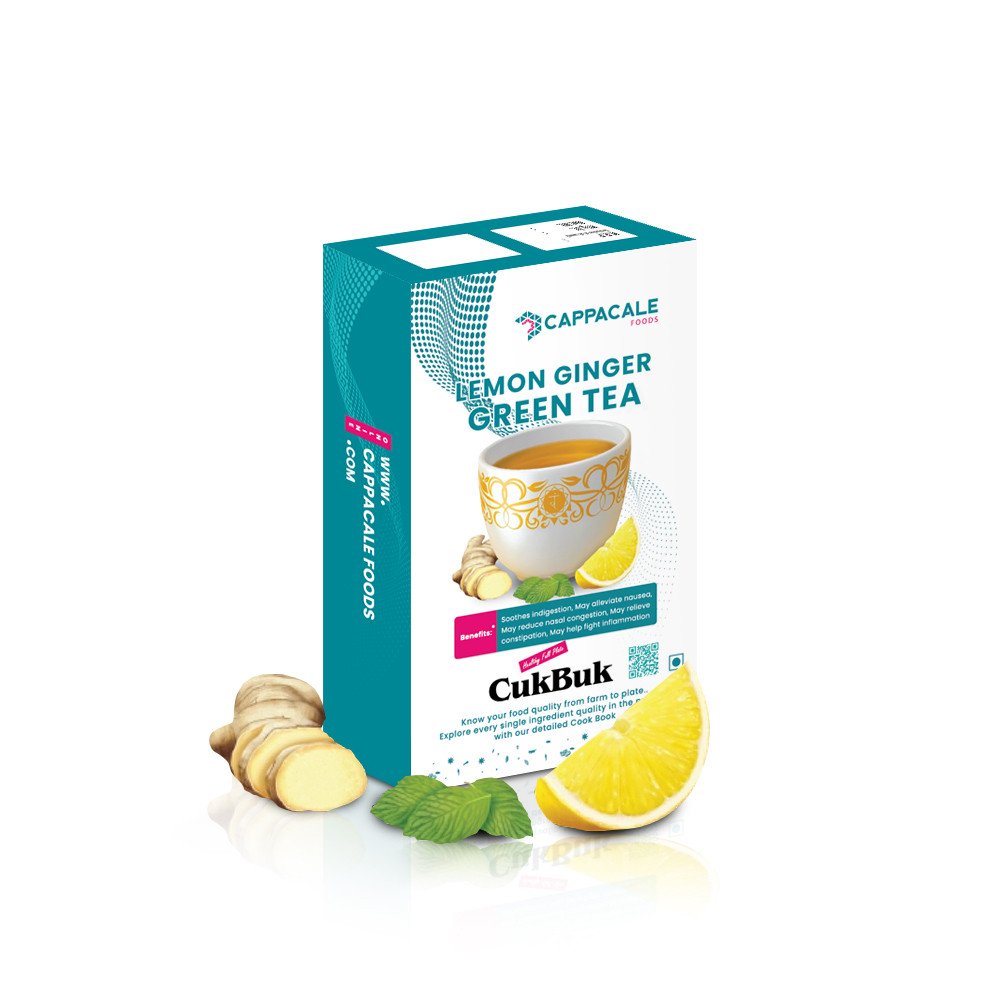 Healthy And Organic Lemon Ginger Green Tea 100G | Herbal Tea For Immunity Boosting | 100% Natural