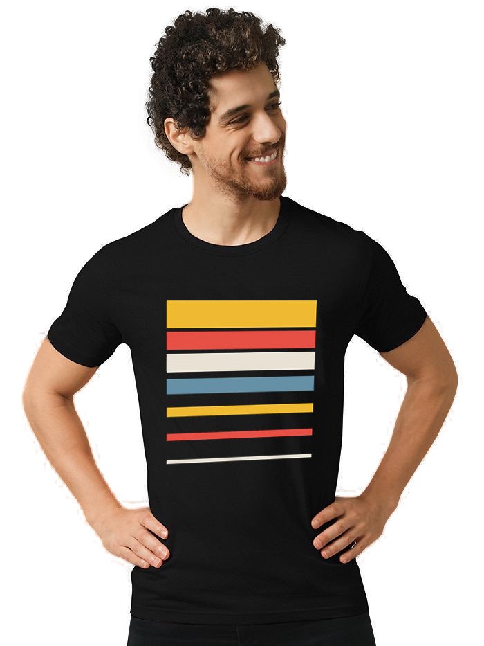 Beorign Regular Fit Solid Stylish Trendy Casual Cotton Blend Half Sleeves Colour Set Block Printed T-Shirt for Men - Black Colour ( M , L , XL )