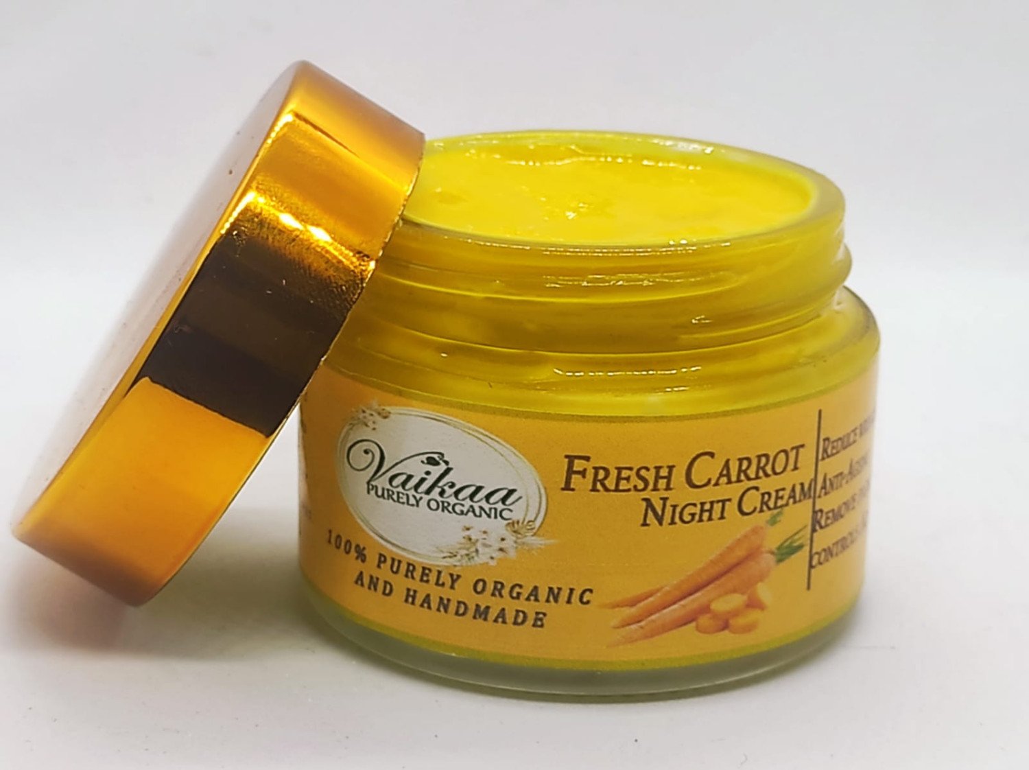 Vaikaa Organics Natural & Organic Fresh Carrot Night Cream - 100 g | Face Night Cream | Skin Whitening Cream | Skin Care Product