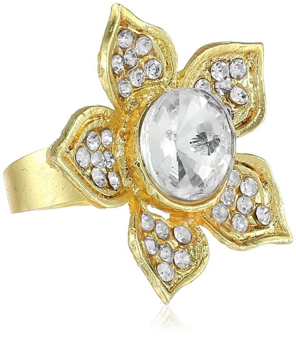 Women Shostopper Cluster Designer Gold Plated Ring Sj8005R(Sj8005Rbi130), Adjustable