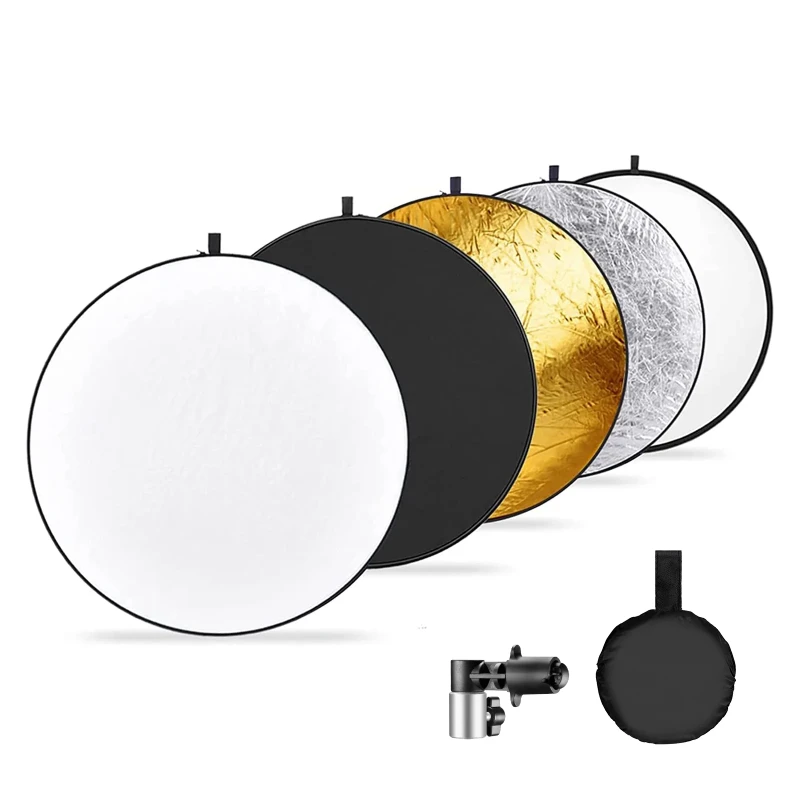 NEEWER 5 In 1 Round Reflector Kit with Holder Clip & Bag