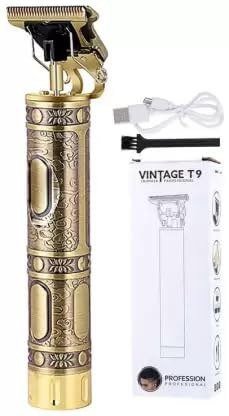 SmartGadgets Vintage T9 Hair Trimmer for Men | Metal Body, USB Charging, 60-Minute Runtime | Precision Blade for Close Cutting, Trimming & Shaving (Gold)