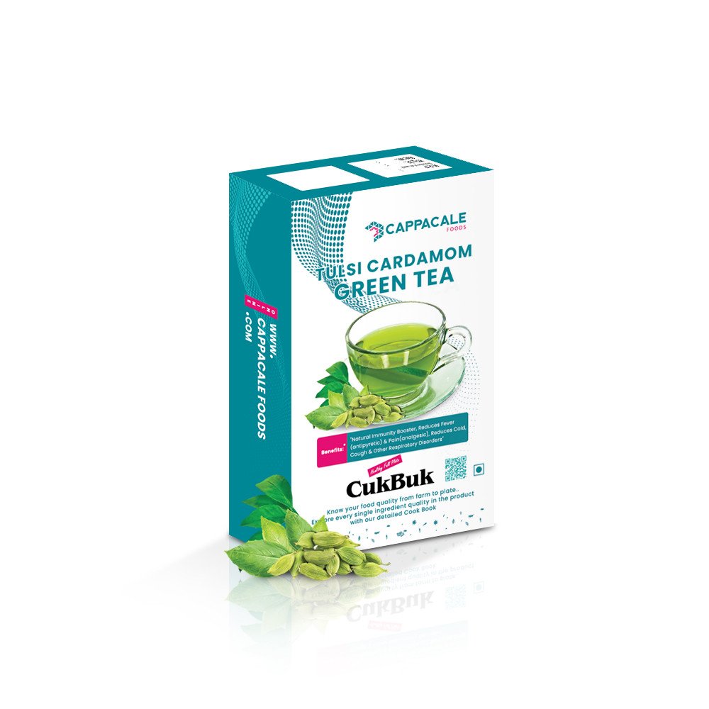 Healthy Tulsi Cardamom Green Tea 50G | 100% Natural Herbal Tea | Immunity Booster|