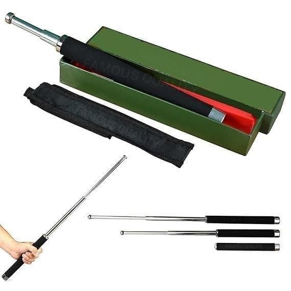 SmartGadgets Stainless Steel Self-Defense Foldable Pointer & Safety Hiking Stick | Compact, Extendable Wand with Comfortable Grip & Nylon Bag | Indoor & Outdoor Use