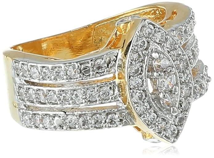 Women Delightly Gold and Rhodium Plated Cubic Zirconia Ring(8070Rczc1250_17)