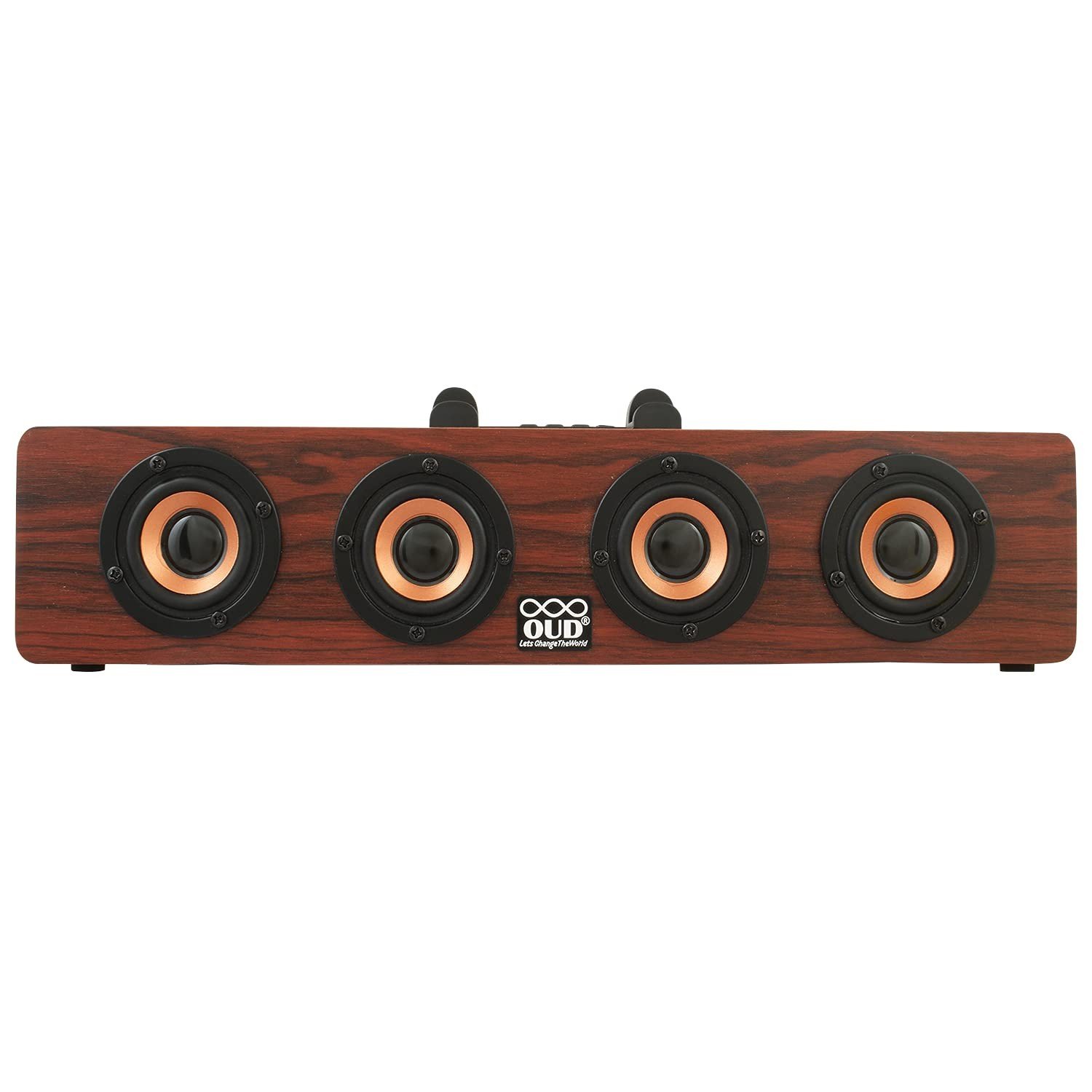 OUD-OD-BT-560FM Mega Bass Wooden Sound Bar  wWireless Bluetooth Speaker with 4 Speaker Mic | Aux | USB | Micro Sd Card Reader | Fm Radio Speaker Soudbar Compatible with All Smart Device (Brown)