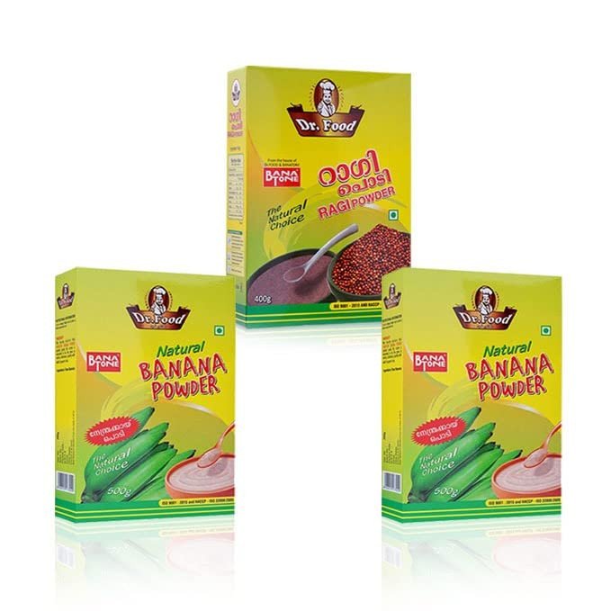 Dr Food Combo Pack Banana Powder packet 500g (2Nos) And Ragi Powder 400gm (1No)