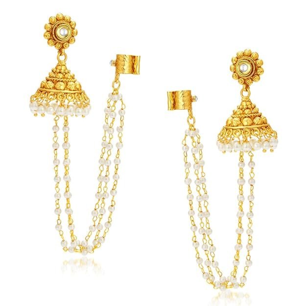 Creative Gold Plated Pearl Earcuff For Women.