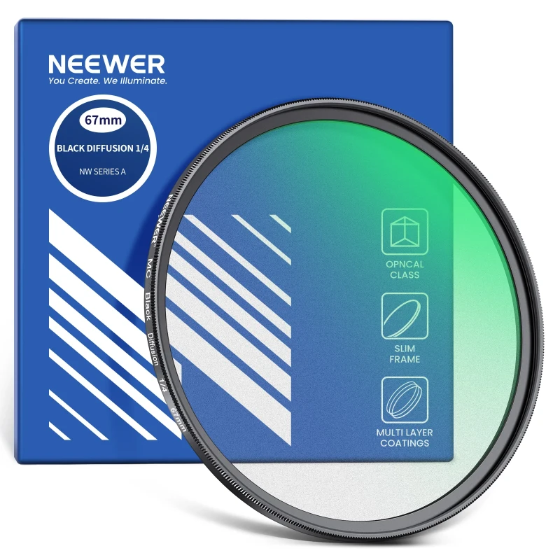 NEEWER 1/4 Black Diffusion Filter Cinematic Dreamy Effect Filter