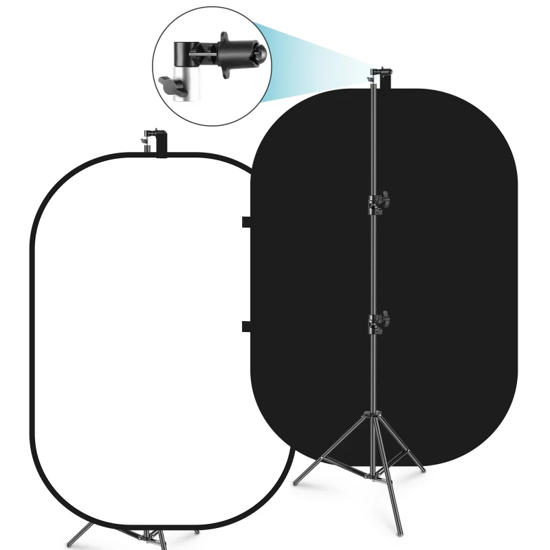 NEEWER 1.5x2m / 5x7ft 2-in-1 Collapsible Backdrop Backdrop with Stand (Black&White)