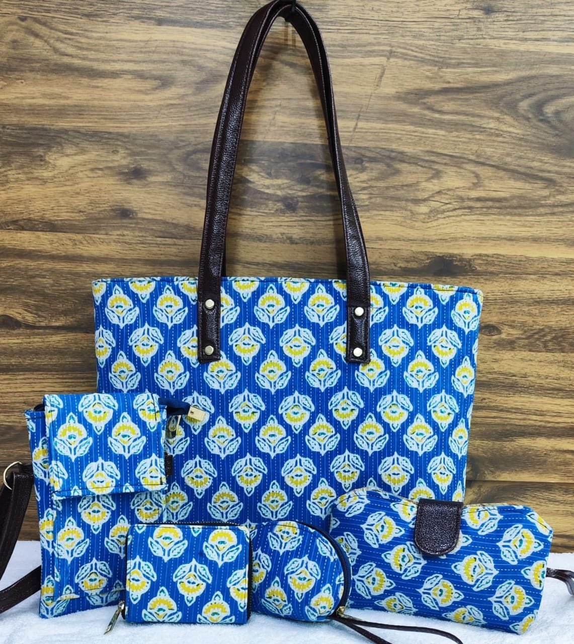 Beautiful Classy Women Handblock Printed Handbags (5 Pieces Combo) | Ladies Handbag Combo Pack