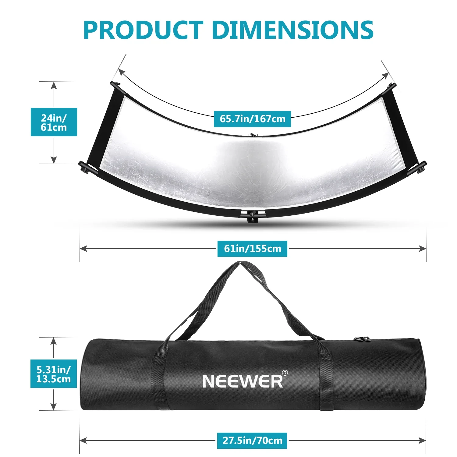 NEEWER 155 x 61cm Clamshell Light Reflector Diffuser - Single Reflector