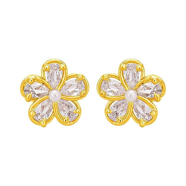 Beautiful Floral Gold Plated Stud Earring For Women (E101657)