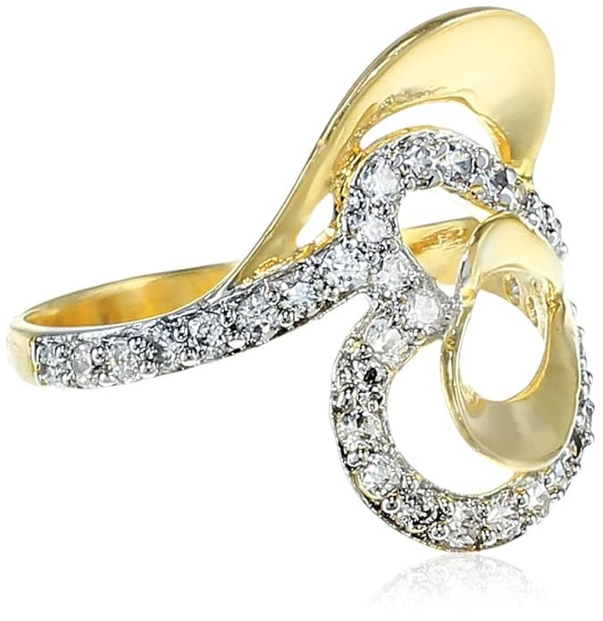 Women Intricately Crafted Gold and Rhodium Plated Cz Ring(249R600_12)