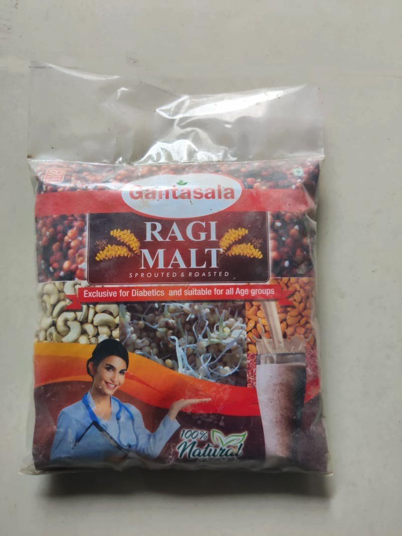 Gantasala Sprouted & Roasted Ragi Malt Exclusive for Diabetics and suitable for all age groups 450g