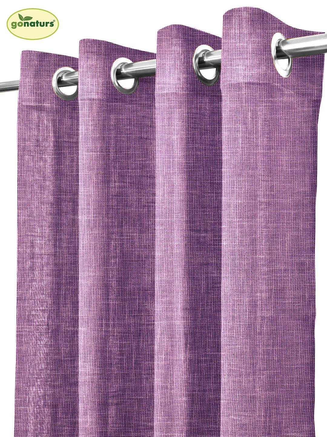 GONATURS Cotton Linen Solid Sheer Curtain Set with Eyelet Rings Non Blackout Set of 2,Door/Window Curtain (4.5ft x7ft) (Purple Violet)