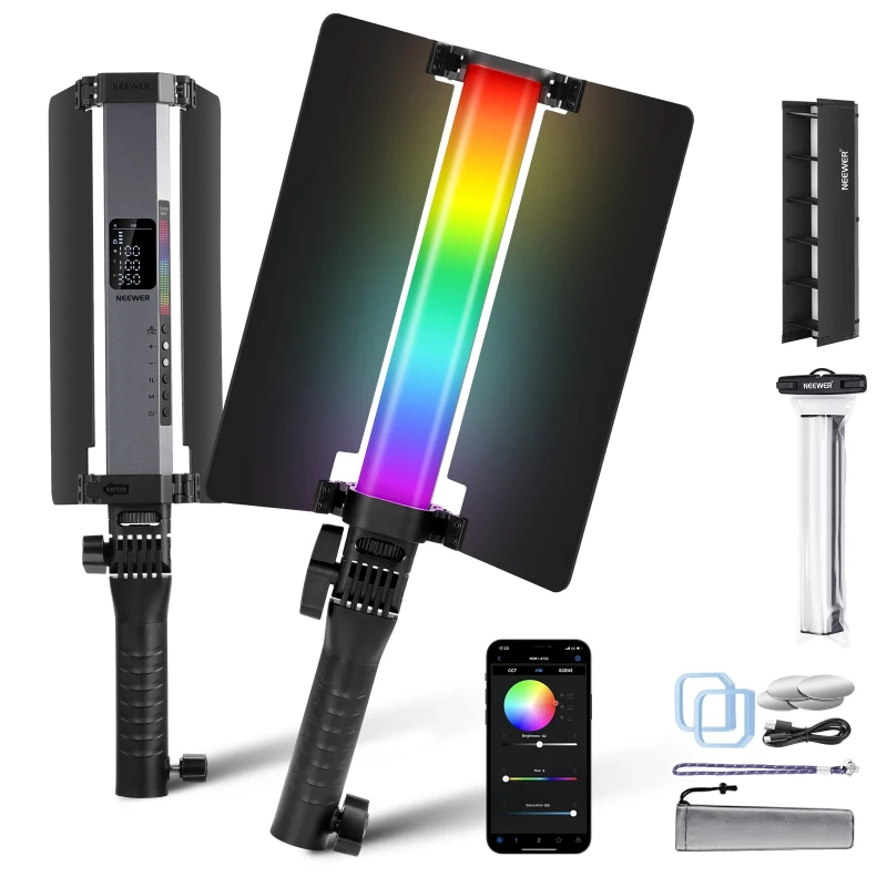 RGB1 LED Tube Light Stick with Metal Barndoor Handle