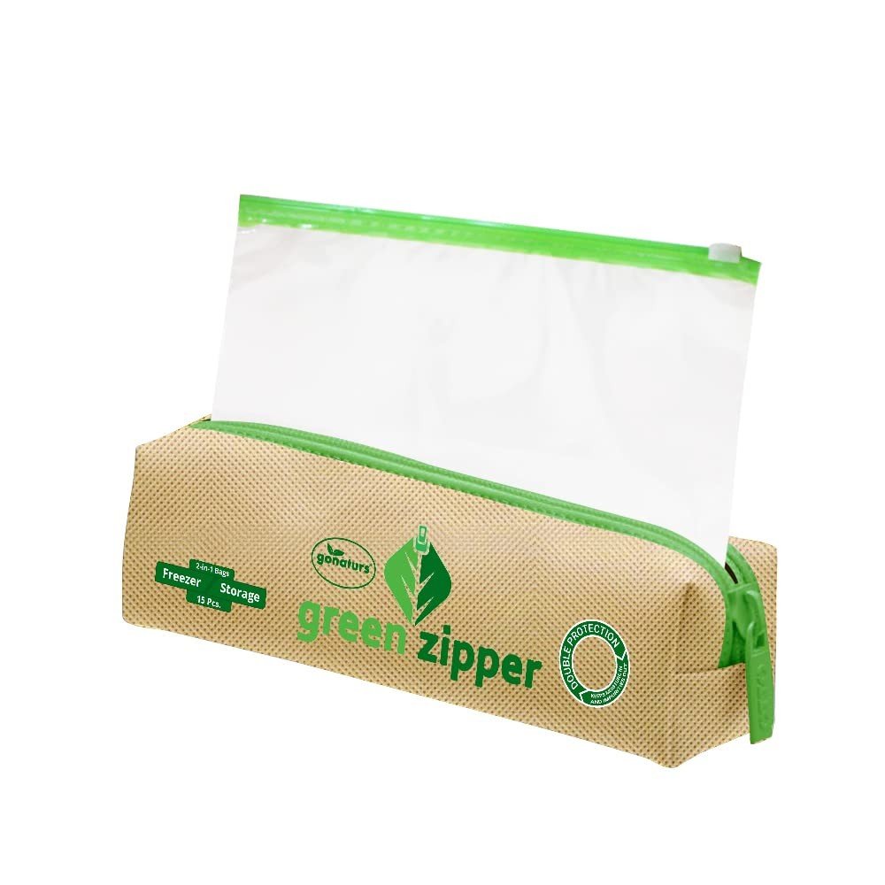 GONATURS Greenzipper Ziplock Seal Storage Bags for Freezer, Refrigerator, Food, Vegetable, Fruits, Snacks, Jewellery, Kitchen Storage Zip Lock Pouch, Reusable, Washable, Transparent, Safe & BPA Free