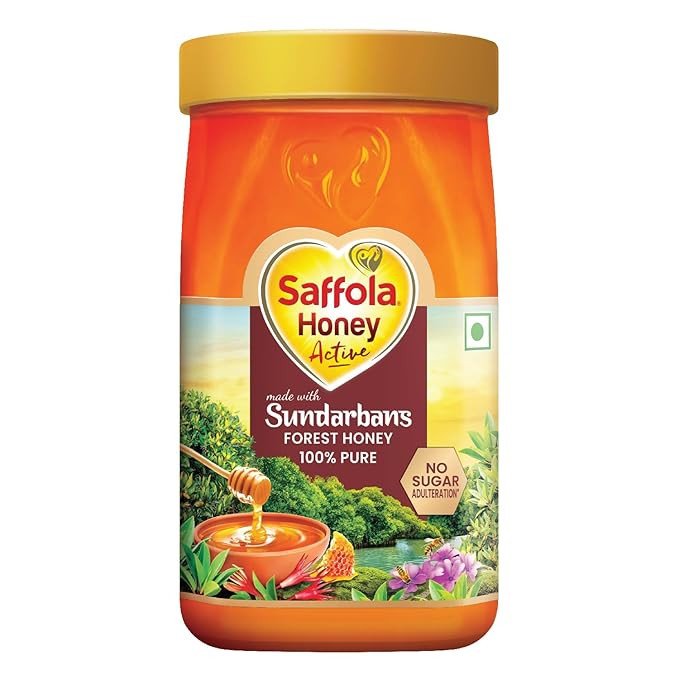 Saffola Honey Active, Made with Sundarban Forest Honey, 100% Pure Honey, No sugar adulteration, 1Kg