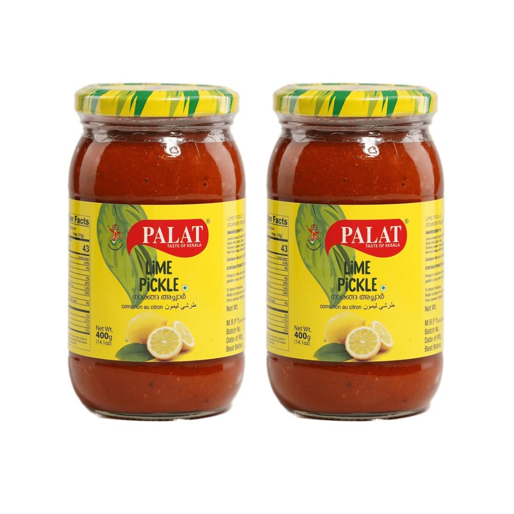 PALAT - Lime Pickle Fresh Nimbu Ka Aachar Traditional taste Glass Jar 400 GM - Pack of 2