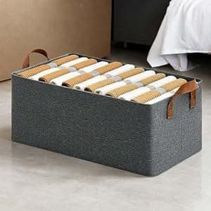 SmartGadgets 26L Foldable Clothes Organizer with Steel Frame & Handles – Fabric Storage Box for Sarees, Jeans, Shirts & Wardrobe Organization (Grey, Pack of 1)