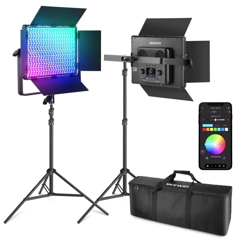 2 Pack PL60C RGB LED Panel Video Light Kit