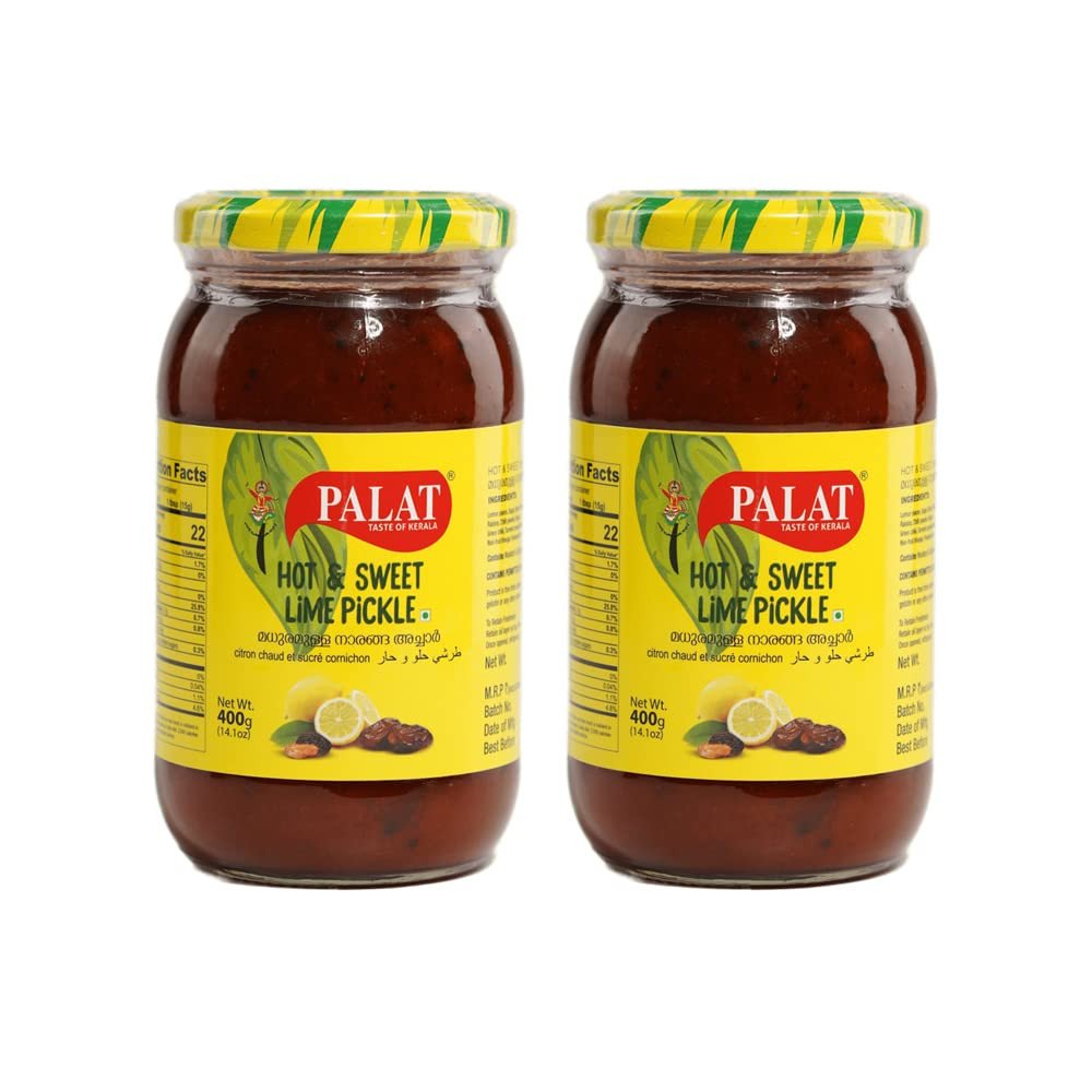 PALAT - Hot And Sweet Lime Pickle Loved By Kids and Adults Alike | Healthy Diet. 400 Gm - Pack of 2