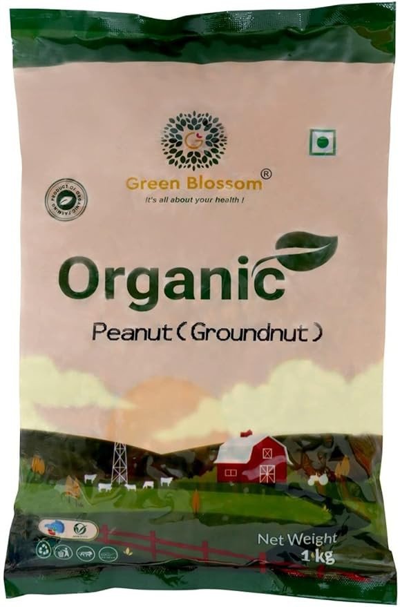 Green Blossom Fresh Natural Organic Raw Groundnut (Peanut) - 1 kg | 100% Organic Raw Peanuts