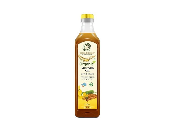 Green Blossom 100% Pure Natural & Original Mustard Oil - 1 Liter | High in Antioxidants | Organic Mustard Oil for Cooking | Oil Good for Heart Health