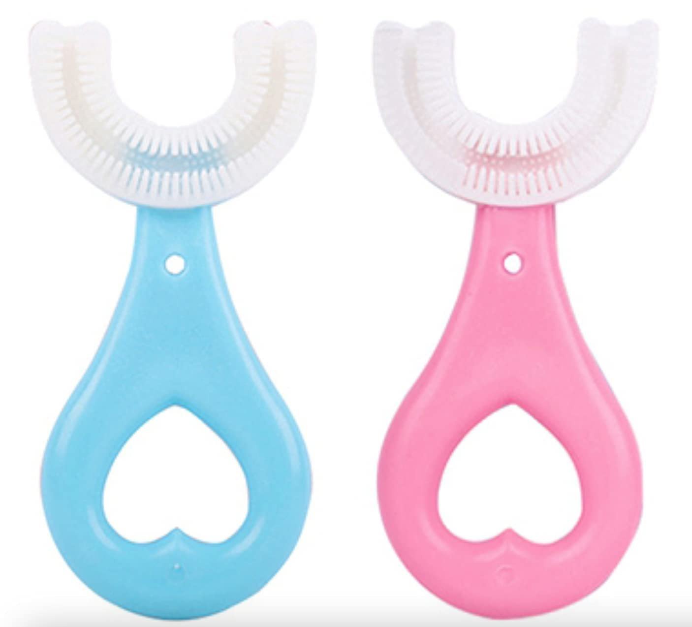 SmartGadgets BABY U BRUSH-Toothbrush for Kids with U Shaped Silicone Brush Head for 360 Degree Cleaning Suitable For 2-6 Years, Manual, Heart Design, Multicolor(2Pcs)